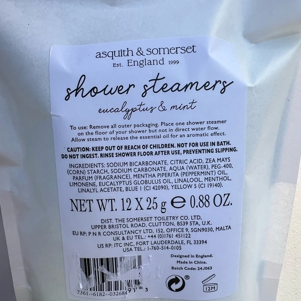 Asquith & Summerset Eucalyptus & Mint Shower Steamers with Essential‎ Oil Candle